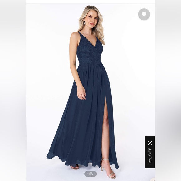 Azazie Shanna Bridesmaid Dress Dark Navy. EUC. Worn once. - Picture 1 of 8